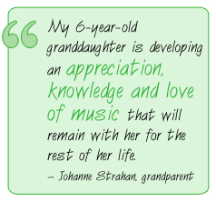 My 6-year-old granddaughter is developing an appreciation, knowledge and love of music that will remain with her for the rest of her life.